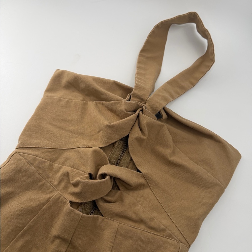 Reformation Halter Bustier Front Cut Out Twist Knotted Fitting Slim Leg Jumpsuit